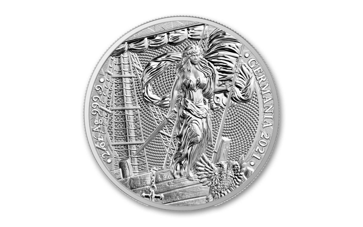 2021 2024 Germania Allegories: Austria & Germania Private Issue Silver Coin MS70