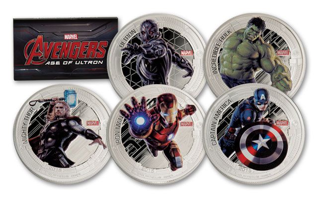 2015 Niue 2 Dollar 1-oz Silver Marvel Avengers 5 Piece Proof Set |  GovMint.com