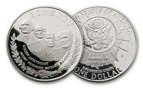 1991-S 1 Dollar Silver Mount Rushmore Proof | GovMint.com