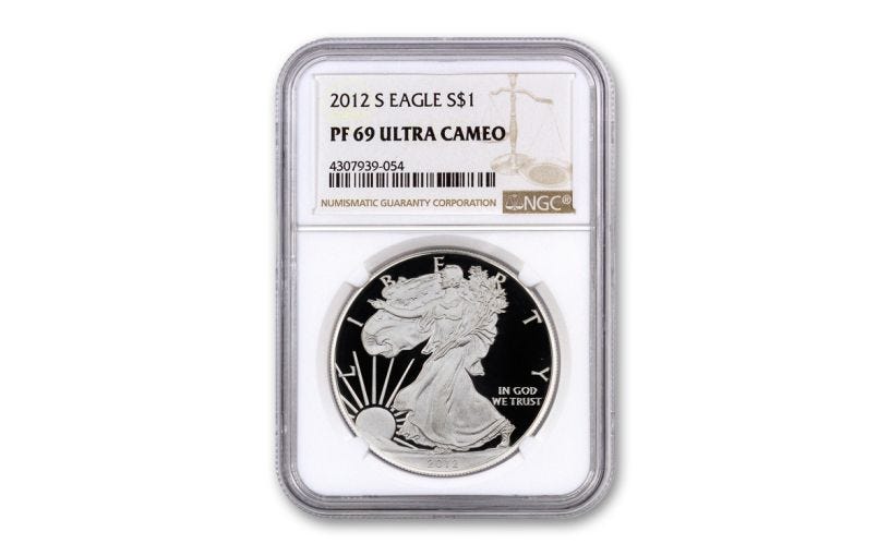 2012 $1 SILVER EAGLE NGC-PR69