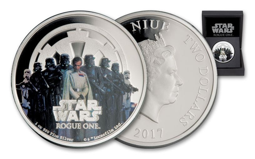 2017 Niue 2 Dollar 1-oz Silver Star Wars: Rogue One - The Empire Proof