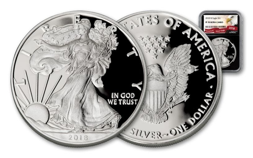 2018-W 1 Ounce $1 Silver Eagle NGC PF70UC Black Core