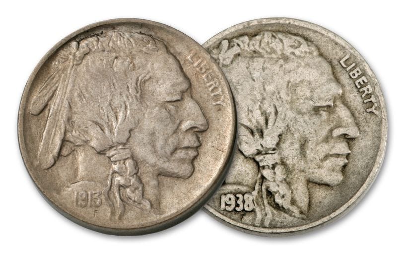 2PC 1913 AND 1938 BUFFALO NICKEL SET (5955FL-BN)