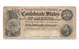 1864 500 Dollar Stonewall Jackson Confederate Note Fine