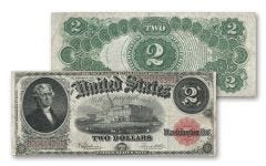 1917 2 Dollar Jefferson Legal Tender Currency Note VF