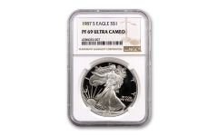 1987-S $1 1-OZ SILVER EAGLE NGC PR69