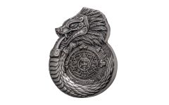 Fiji 2025 $1 1oz Silver Aztec-Mayan Dragon Shaped Antiqued w/ Storycard, COA, & Pouch