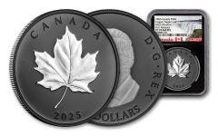 Canada 2025 Elegant Maple 1oz Silver Black Rhodium $20 Coin NGC PF70 FR BC