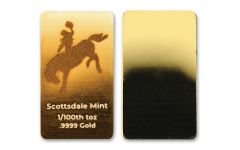 Scottsdale 1/100oz Gold Cowboy w/ Buffalo Privy Proof-Like Bar 