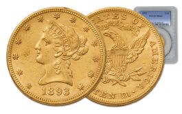 1893 US 10 Dollar Gold Liberty Head Eagle Coin PCGS MS63 GovMint