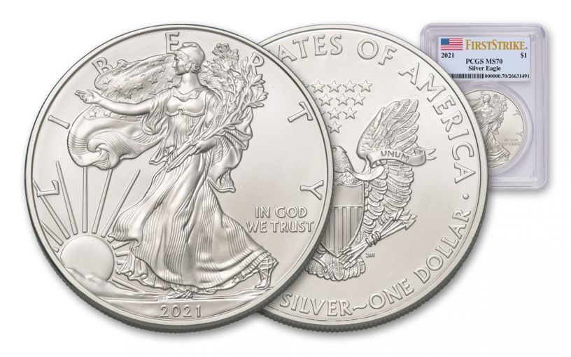 2021 $1 1-oz Silver Eagle T-1 PCGS MS70 FR | GovMint.com