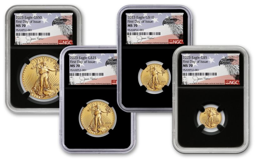 2024 550 Gold Eagle 4pc Set NGC MS70 FDI w/Black Cores & Norris