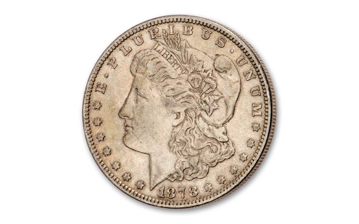 1878 Morgan Silver Dollar 7 Tail Feathers REV79 XF | GovMint.com