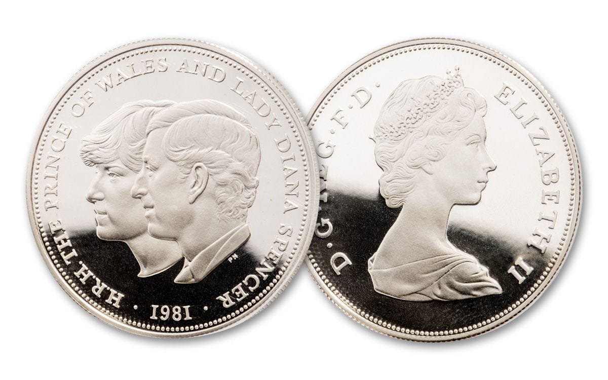 1981 Great Britain 25 Pence Silver Charles & Diana Proof | GovMint.com