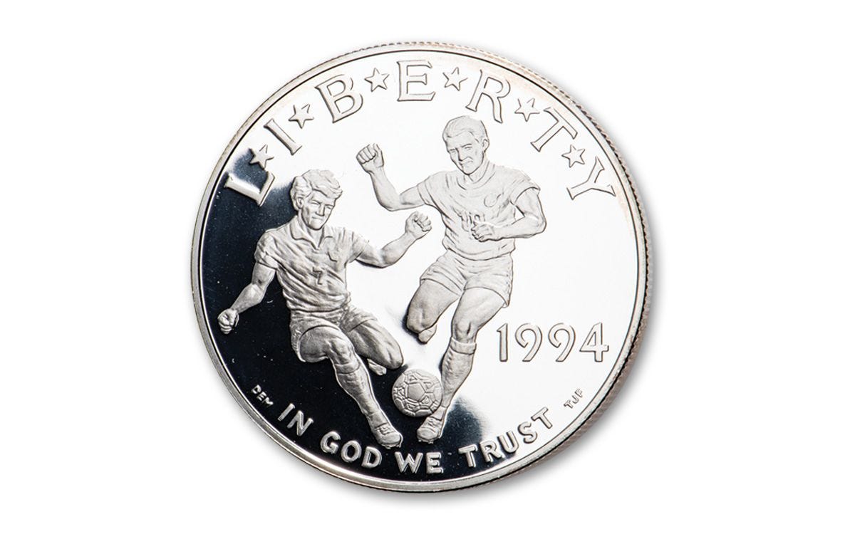 1994-S World Cup Commemorative Silver Dollar Proof | GovMint.com