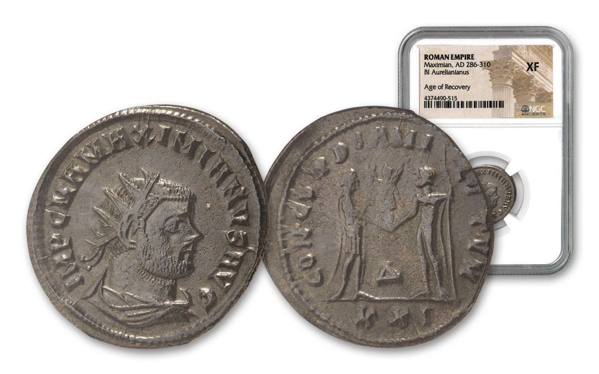 A.D. 286–310 Roman Aurelianianus Maximian NGC XF | GovMint.com