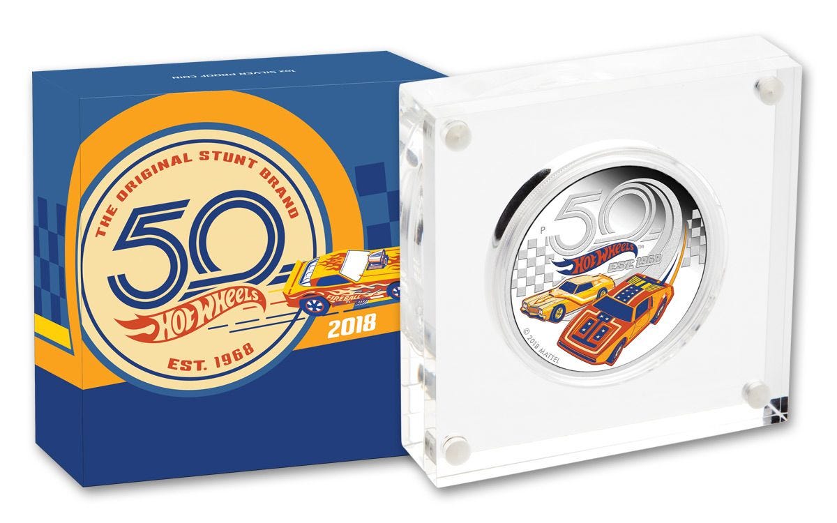 2018 Hot Wheels 50th Anniversary 1-oz Silver Proof | GovMint.com