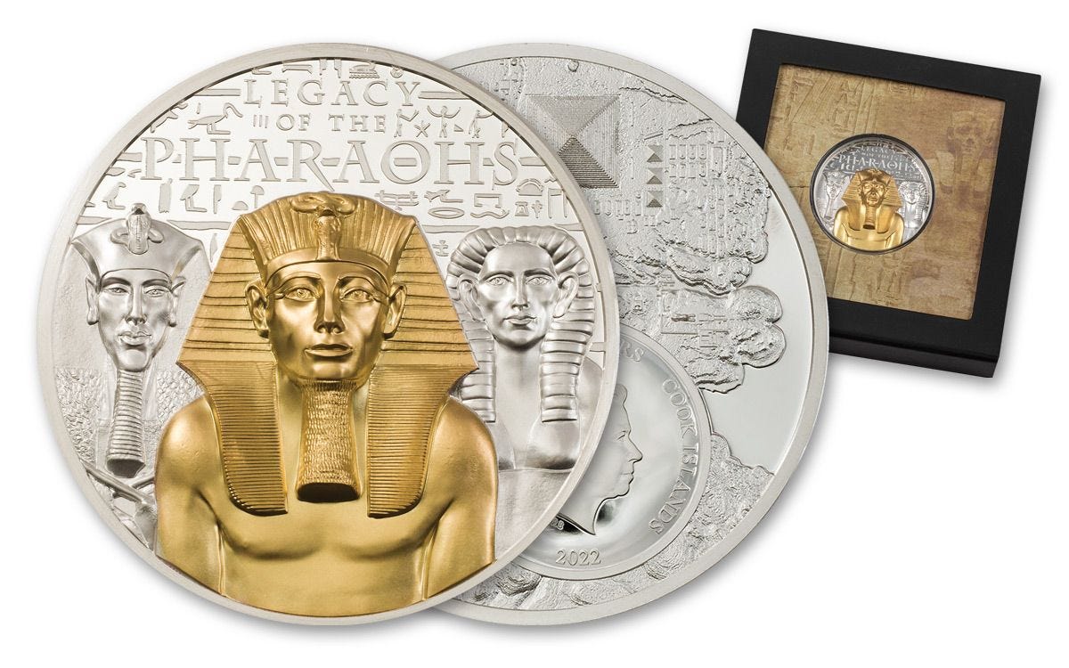 2022 Cook Islands $20 3-oz Silver Legacy of the Pharaohs UHR Gold-Gilded  Proof | GovMint.com