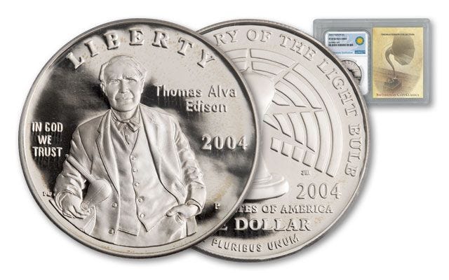 2004-P 1 Dollar Silver Thomas Edison Proof NGC PF69 Smithsonian Coin Classics