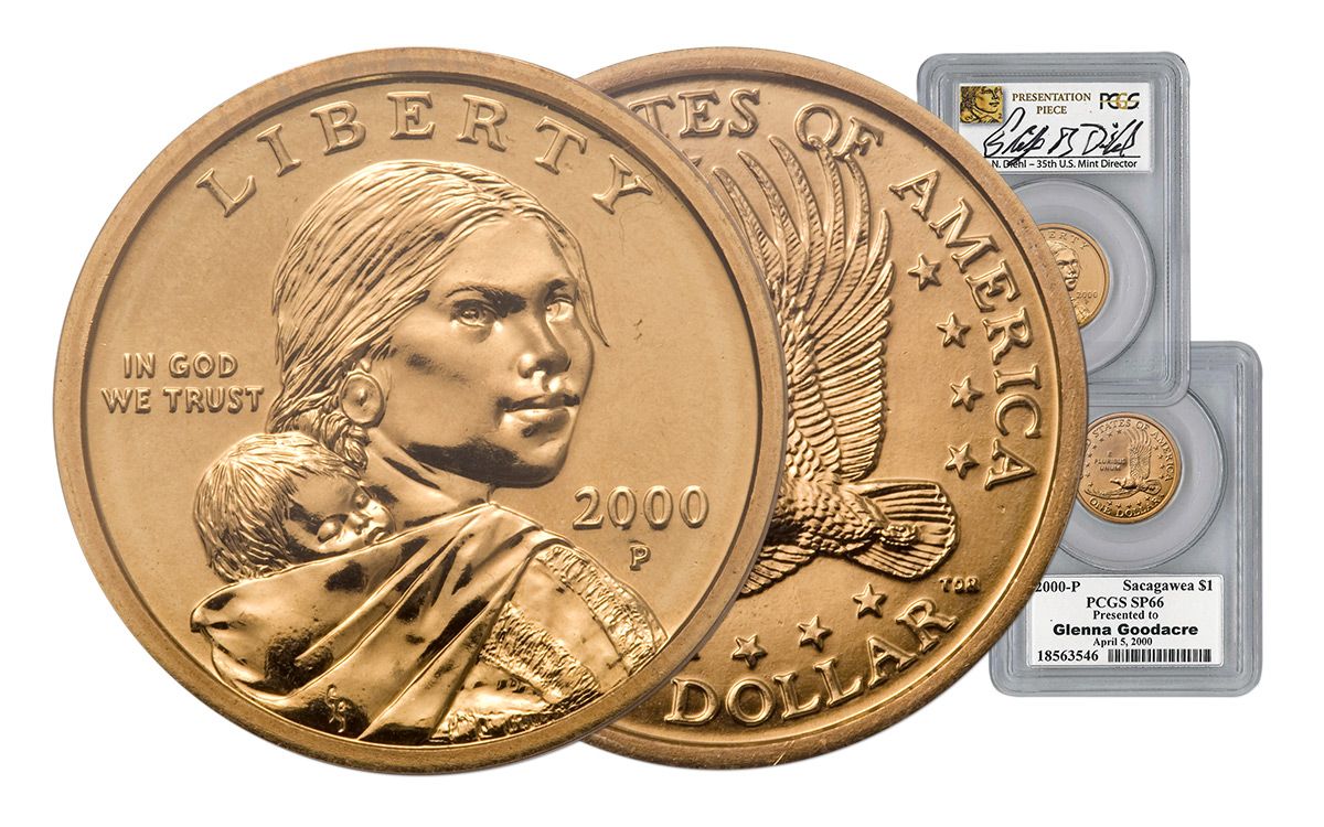2000-P Sacagawea Goodacre Dollar PCGS SP66 – Diehl Signed | GovMint.com