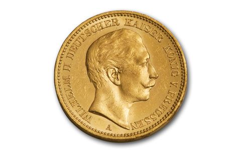 1888–1915 Germany 20 Marks Gold Kaiser Wilhelm II BU | GovMint.com