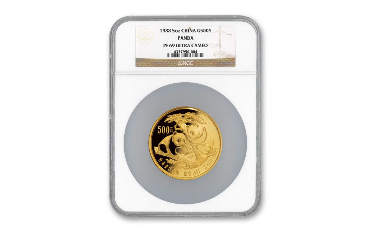 1988 China 500 Yuan 5-oz Gold Panda Proof Coin NGC PF69 UC