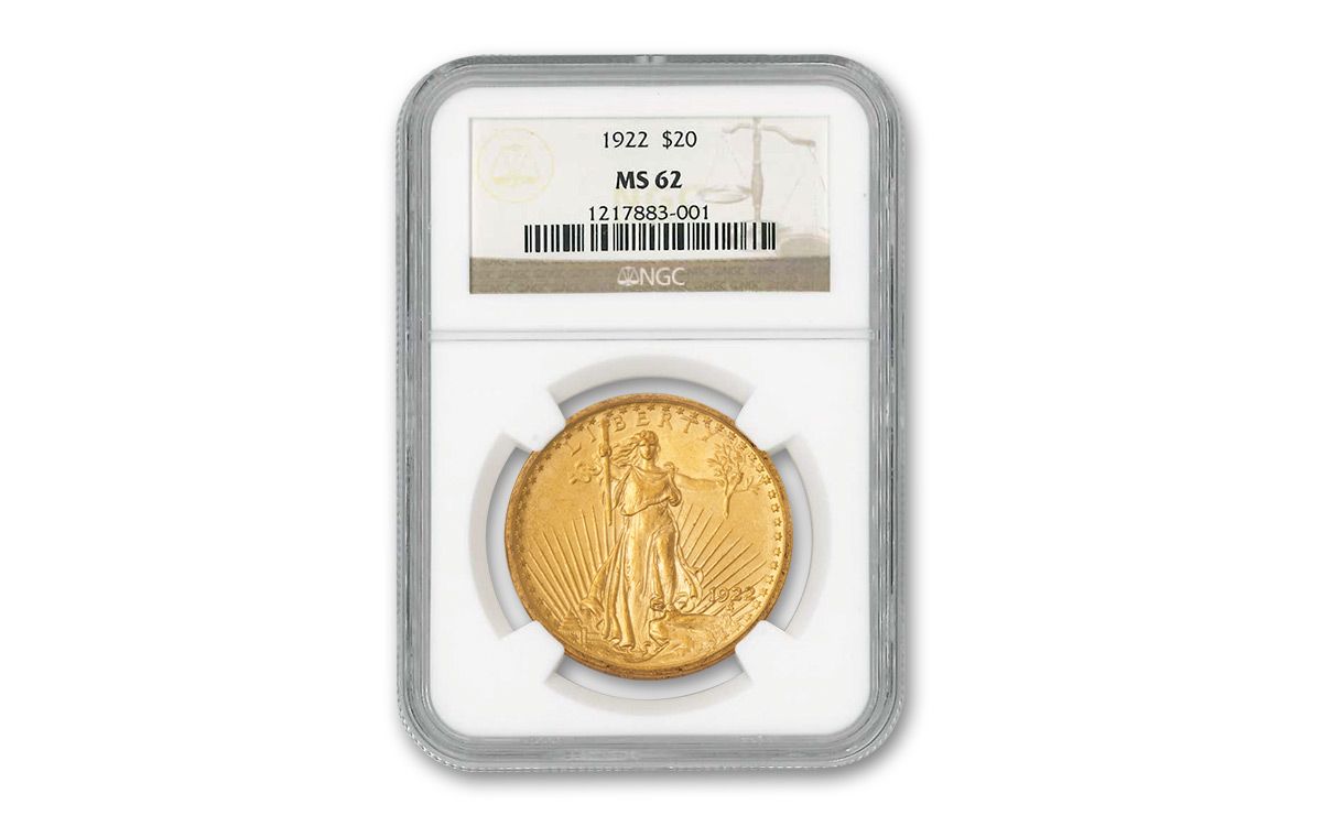 1922 20 Dollar Gold Saint Gaudens NGC MS62 | GovMint.com