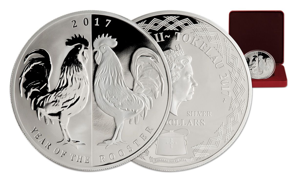 2017 Tokelau 1-oz Silver Mirror Year of the Rooster Proof | GovMint.com