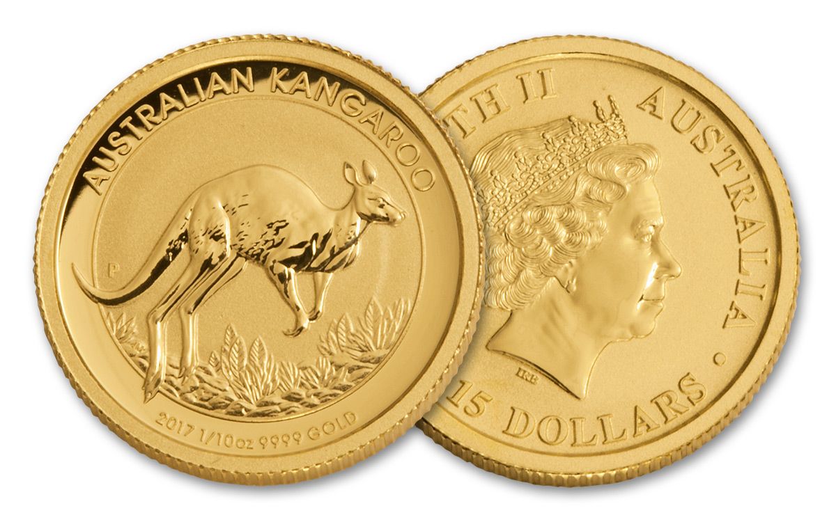 2017 Australian 15 Dollar 1/10-oz Gold Kangaroo BU Coin | GovMint.com