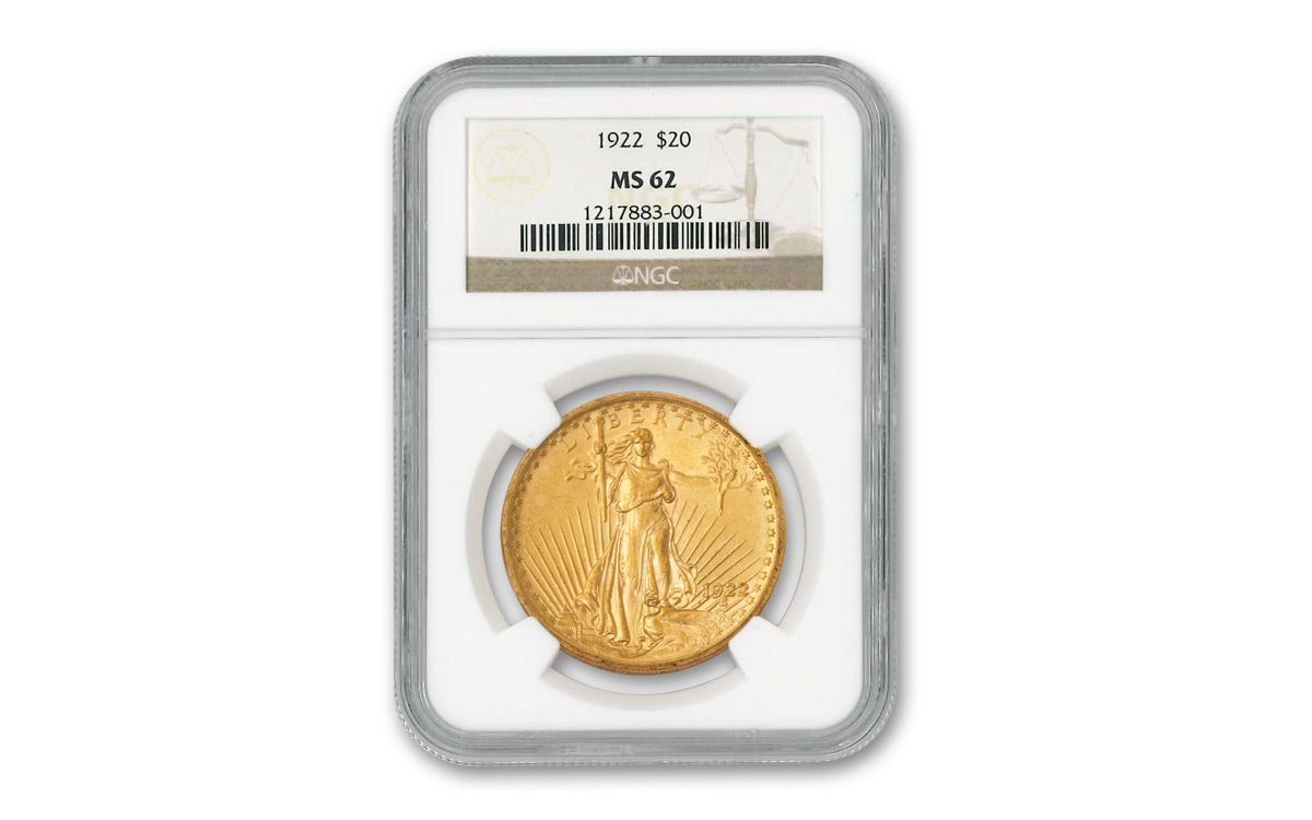 1908 -1933 $20 Gold Double Eagle MS62 | GovMint.com