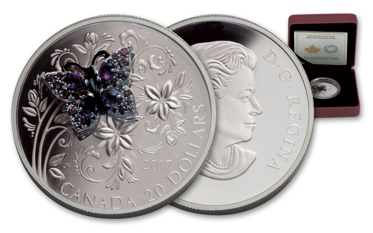 2017 Canada $20 1-oz Silver Bejeweled Butterfly Proof | GovMint.com