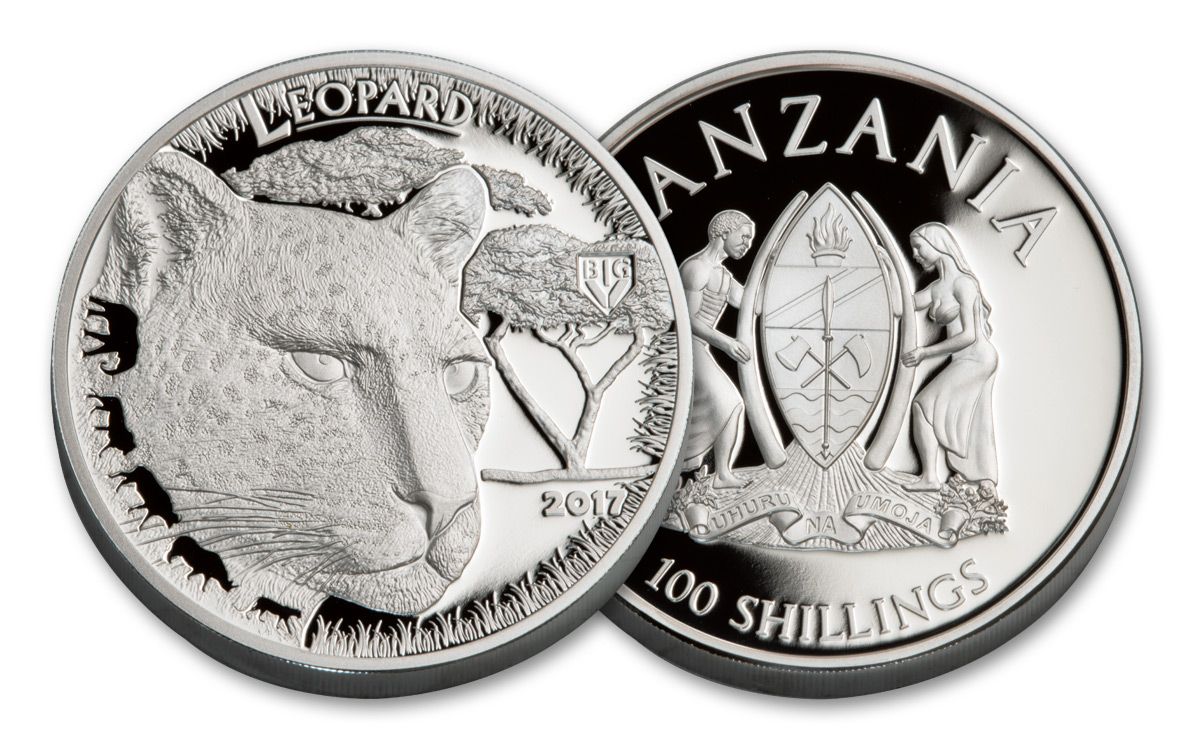 2017 Tanzania 100 Shillings Silver-Clad Big 5 Leopard Coin | GovMint.com