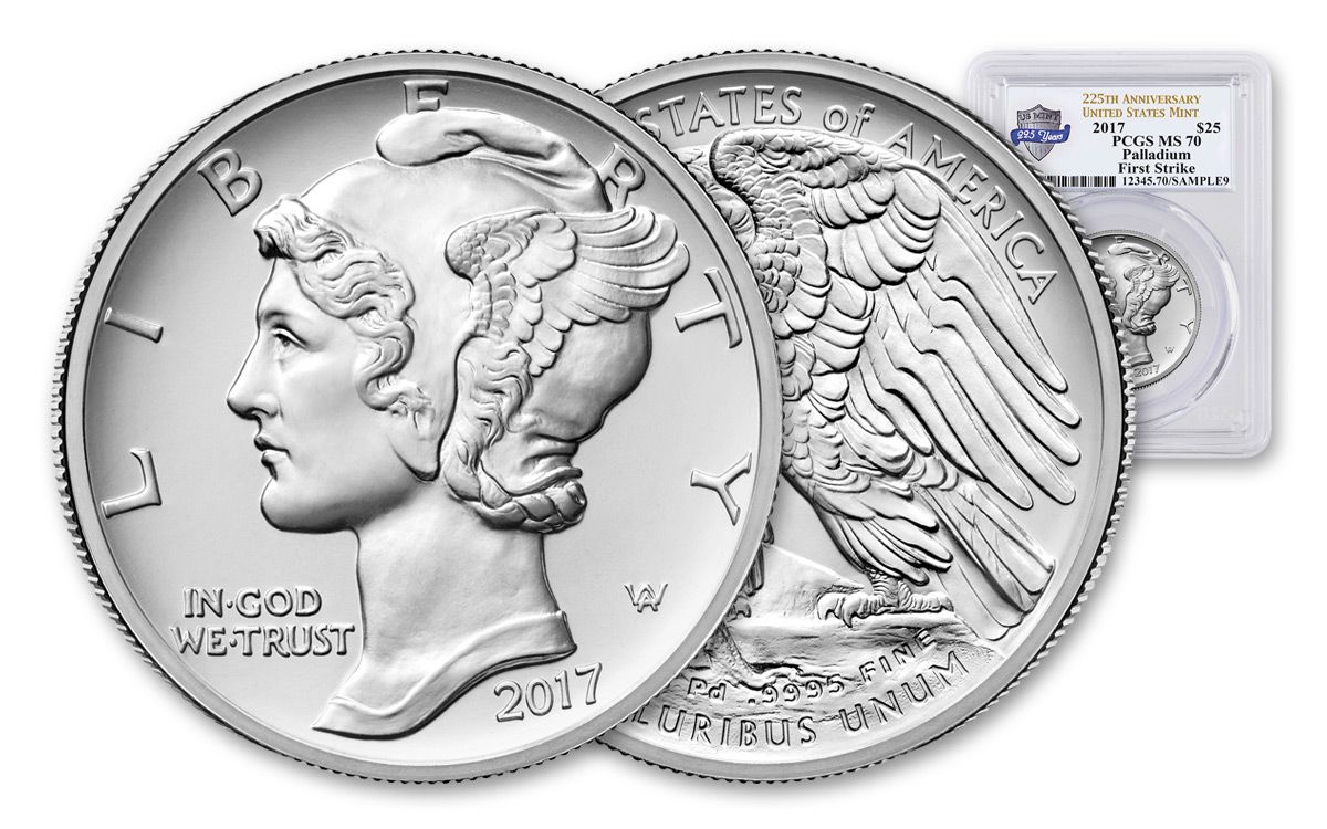 2017 US 1-oz Palladium Eagle Coin PCGS MS70 FS 225th Label | GovMint.com