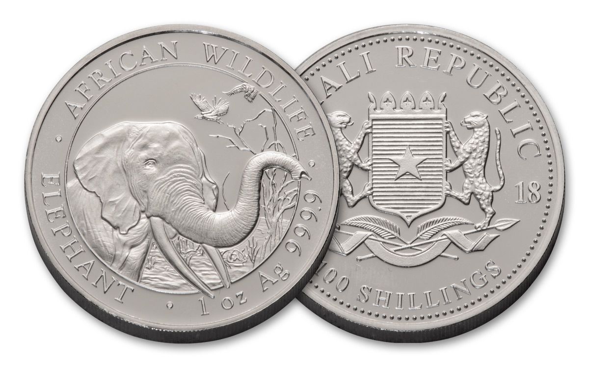 Somalia 2018 1-Oz. Silver African Wildlife Elephant BU | GovMint.com