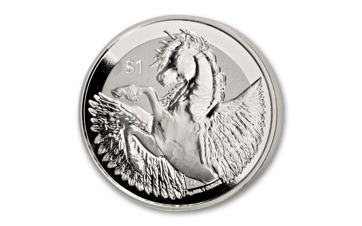 2018 BVI One Dollar 1-oz Silver Pegasus Reverse Proof Coin 