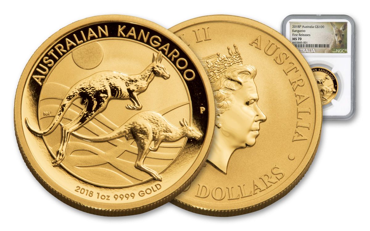 2018 Australia 1-oz Gold Kangaroo Bullion Coin NGC MS70 FR | GovMint.com