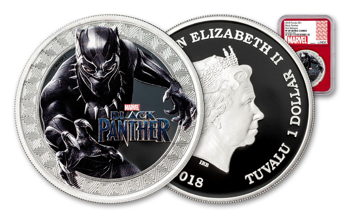 2018 1-oz Silver Black Panther NGC PF69UC FR Red Core Marvel | GovMint.com