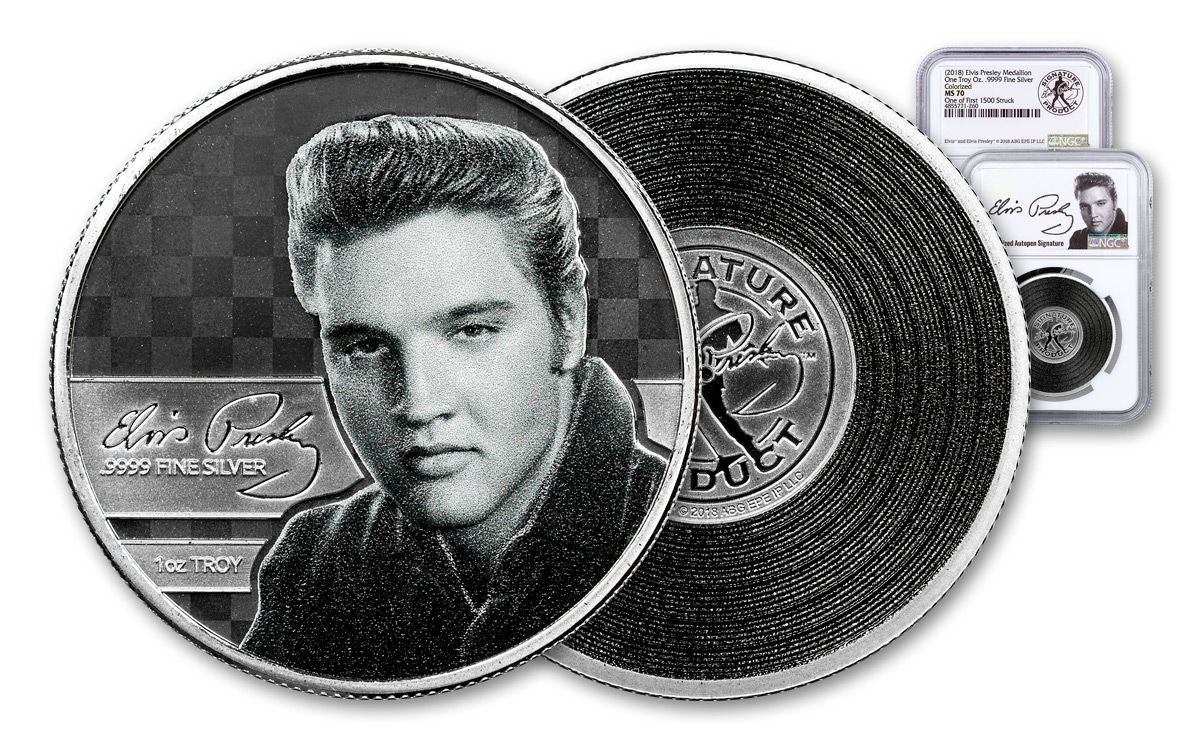 2018 Elvis Presley 1-oz Colorized Silver Medal NGC MS70 1 of 1,500 |  GovMint.com