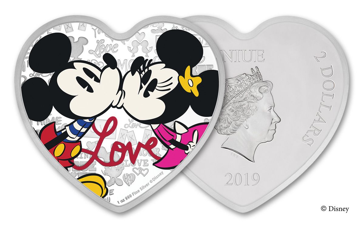 2019 Niue 2 Dollar 1-oz Silver Disney With Love Colorized Proof