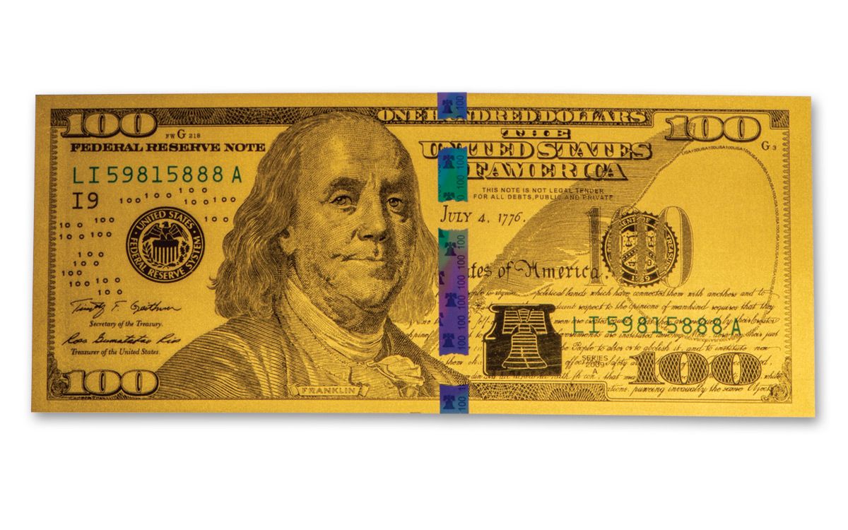 $100 Benjamin Franklin 1-gm 24-Karat Gold Currency Replica | GovMint.com