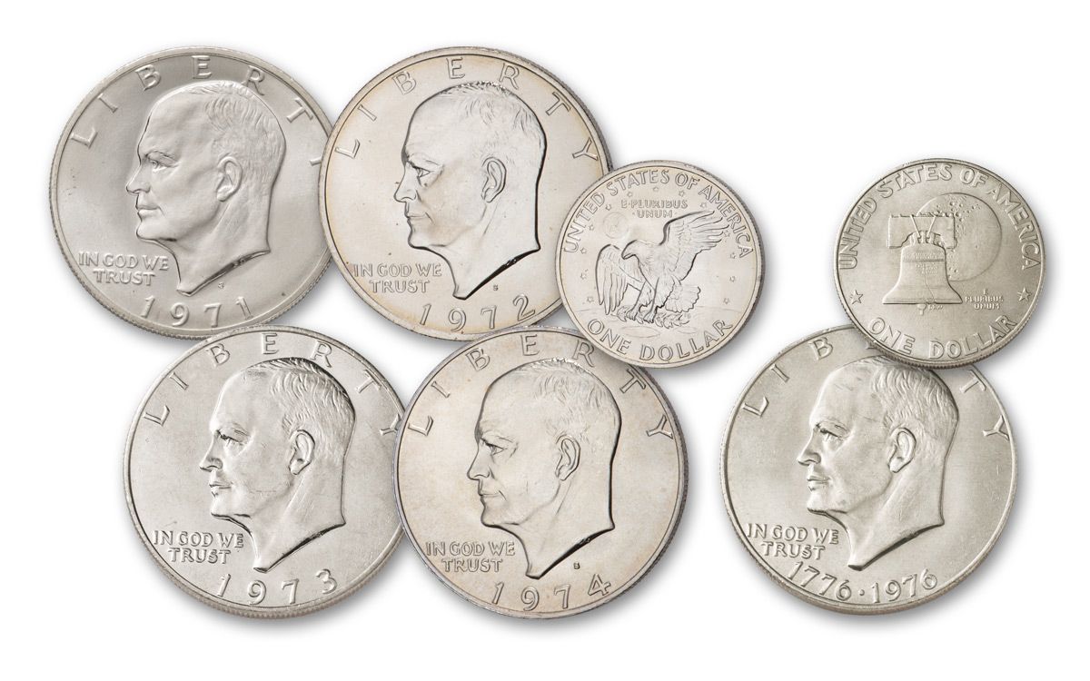 1971-1976-S Eisenhower Silver Dollar 5-pc Collection | GovMint.com