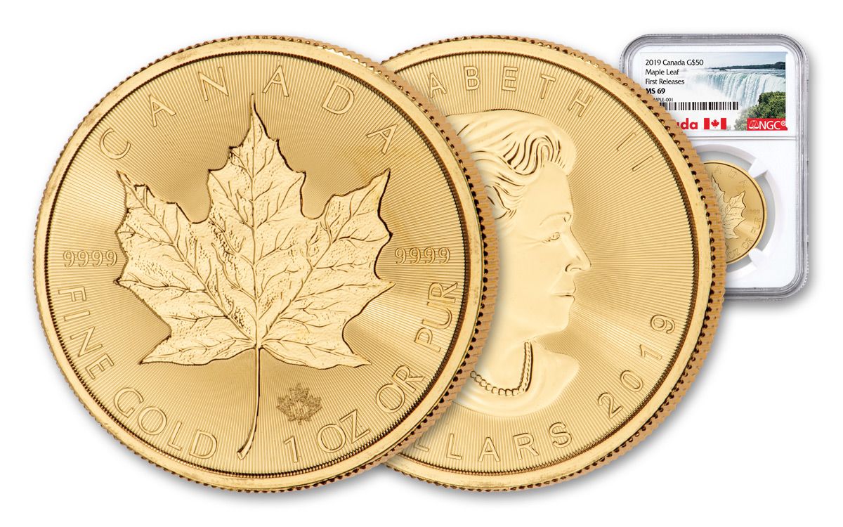2019 Canada 1-oz Gold Maple Leaf NGC MS69 First Releases Canada Label |  GovMint.com