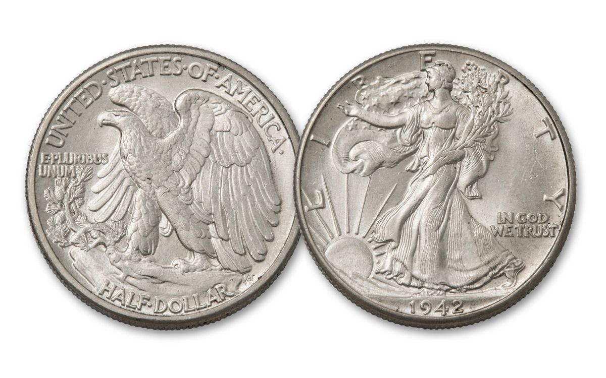1941–1945 Silver Walking Liberty Half Dollar 5-Coin Set BU