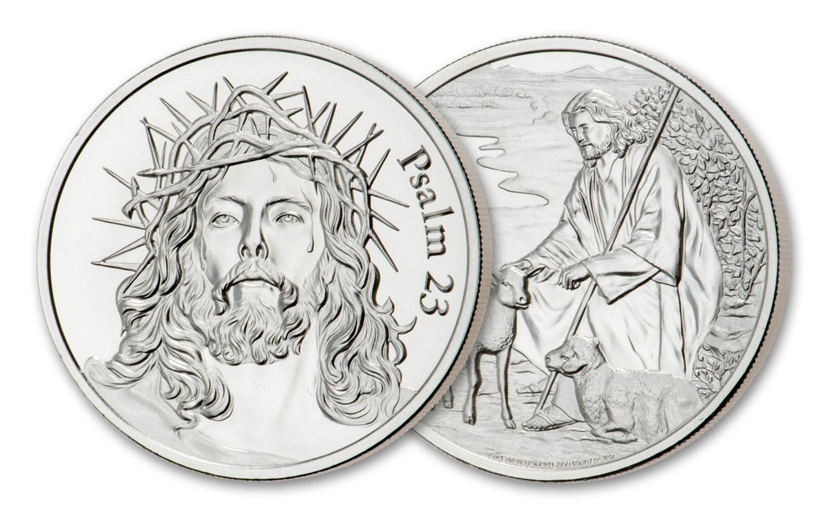 Two-Ounce Silver Psalm 23 Christ Portrait Medal | GovMint.com