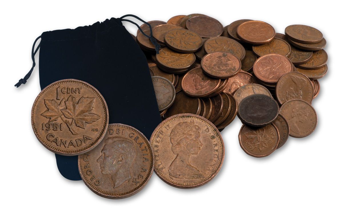 1890–2012 Bag of 100 Canadian Cents VG–AU | GovMint.com