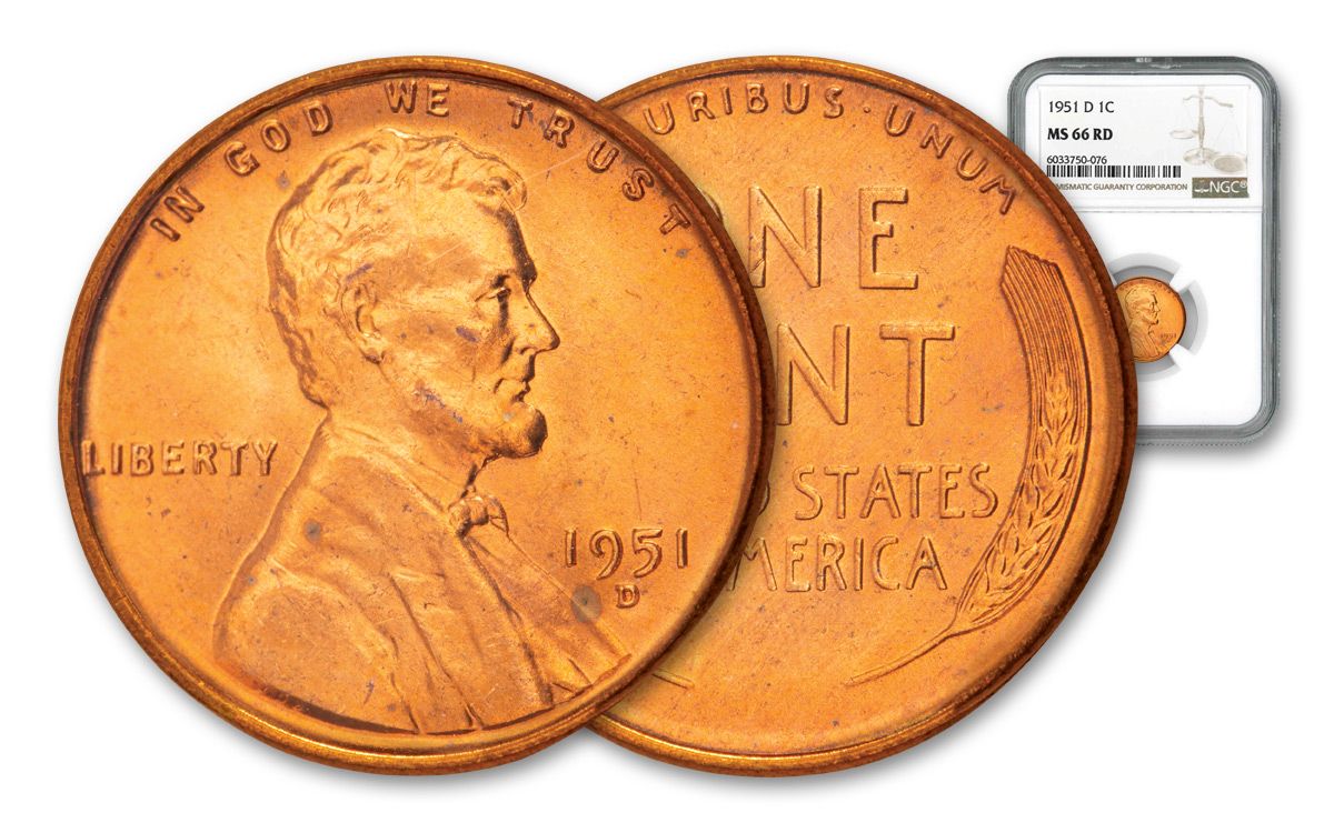 1951-D Lincoln Cent NGC MS66 Red | GovMint.com