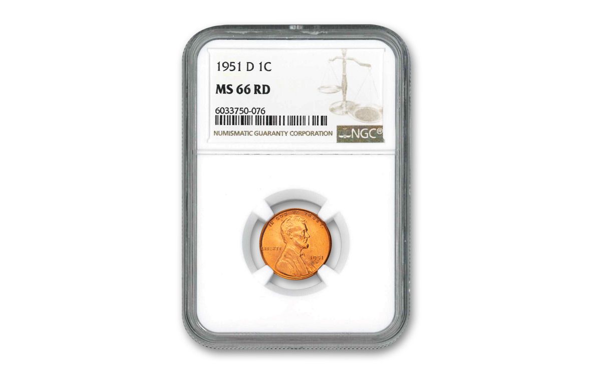 1951-D Lincoln Cent NGC MS66 Red | GovMint.com