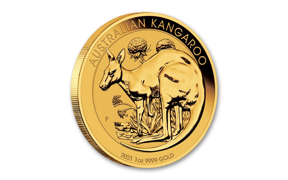 2021 Australia $100 1-oz Gold Kangaroo BU | GovMint.com