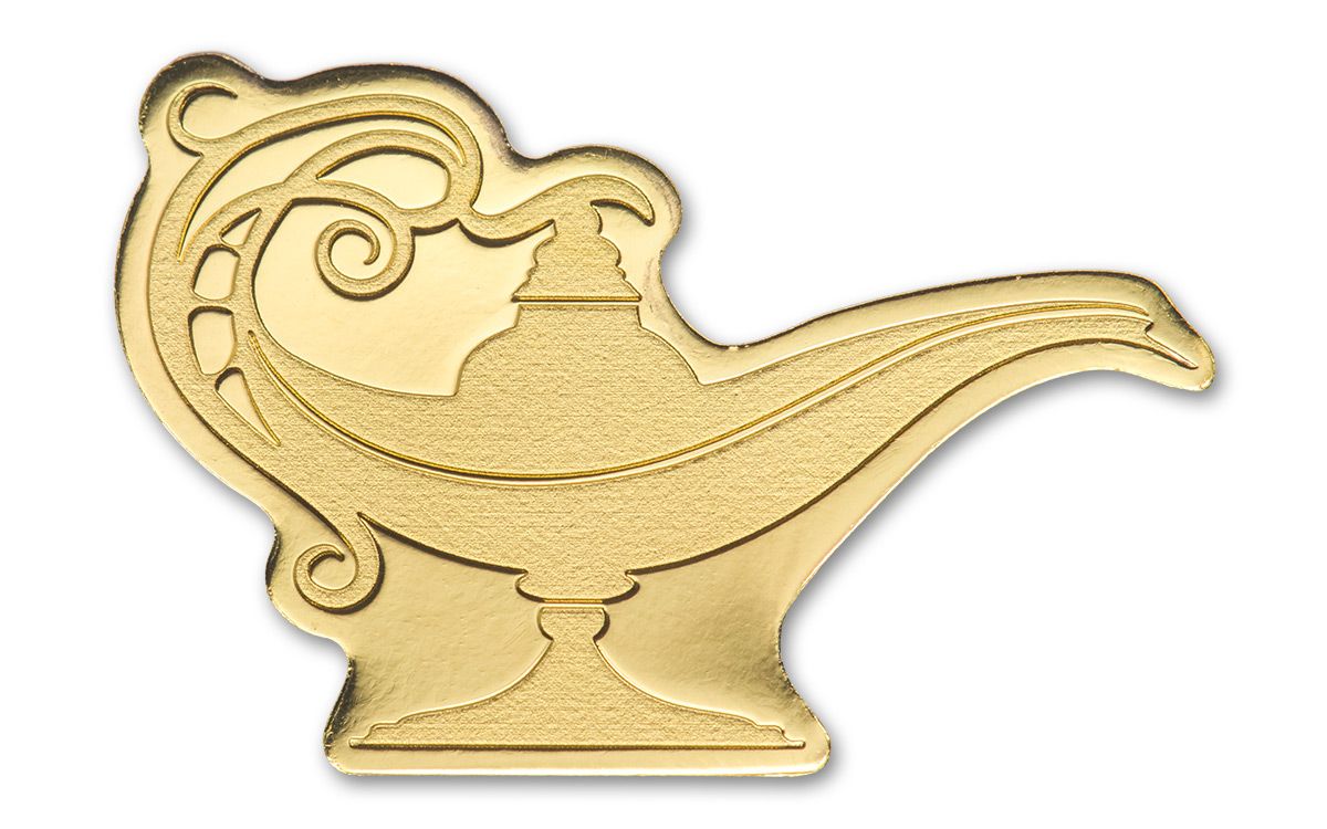 2021 Palau $1 1/2-gm Gold Magical Lamp Shaped Coin w/Silk Finish |  GovMint.com
