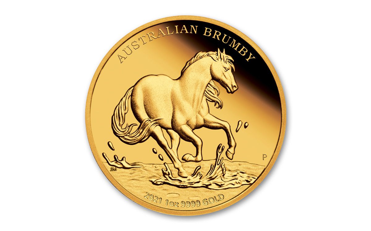 2021 Australia 100 1 oz Gold Brumby Horse Proof GovMint